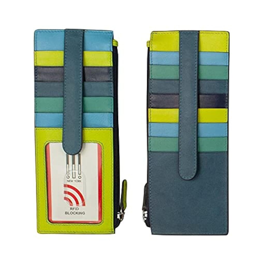 8417 Long Double Sided Slim Wallet, RFID Blocking Card Holder with ID